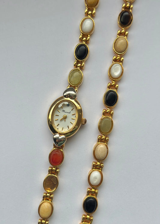 Gold Stone Watch and Bracelet