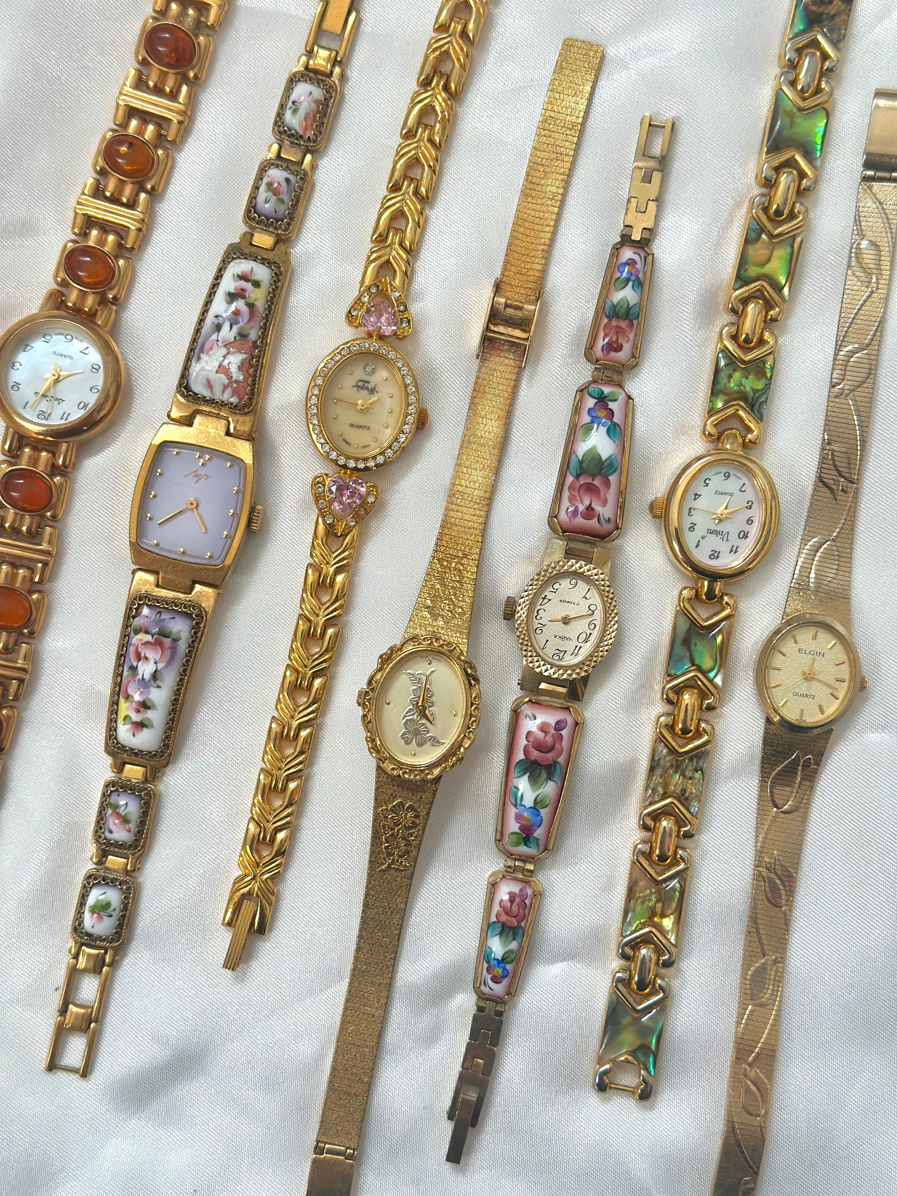 Vintage gold silver watches with gemstones 