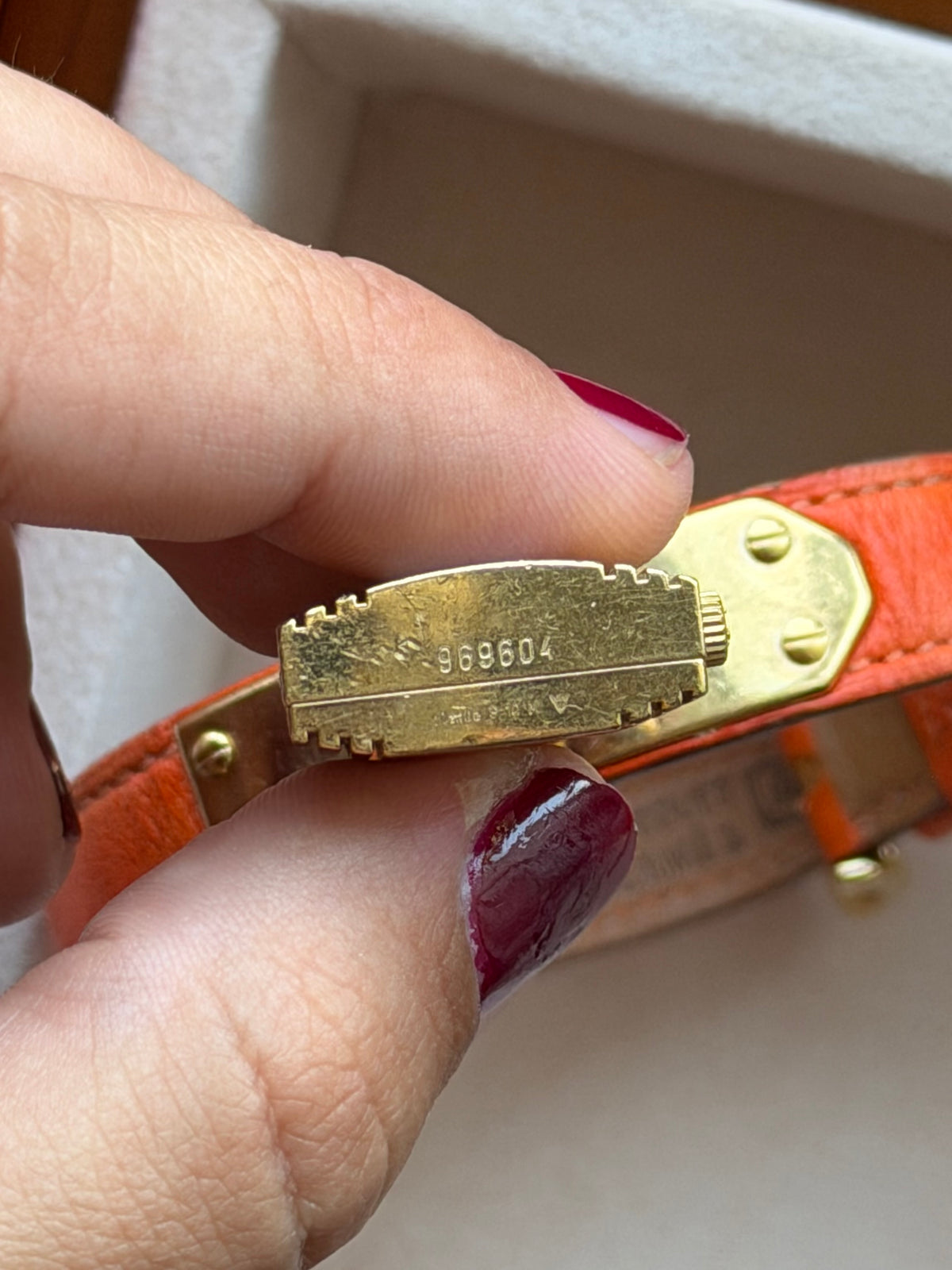 Authentic Hermes Leather Locket Watch