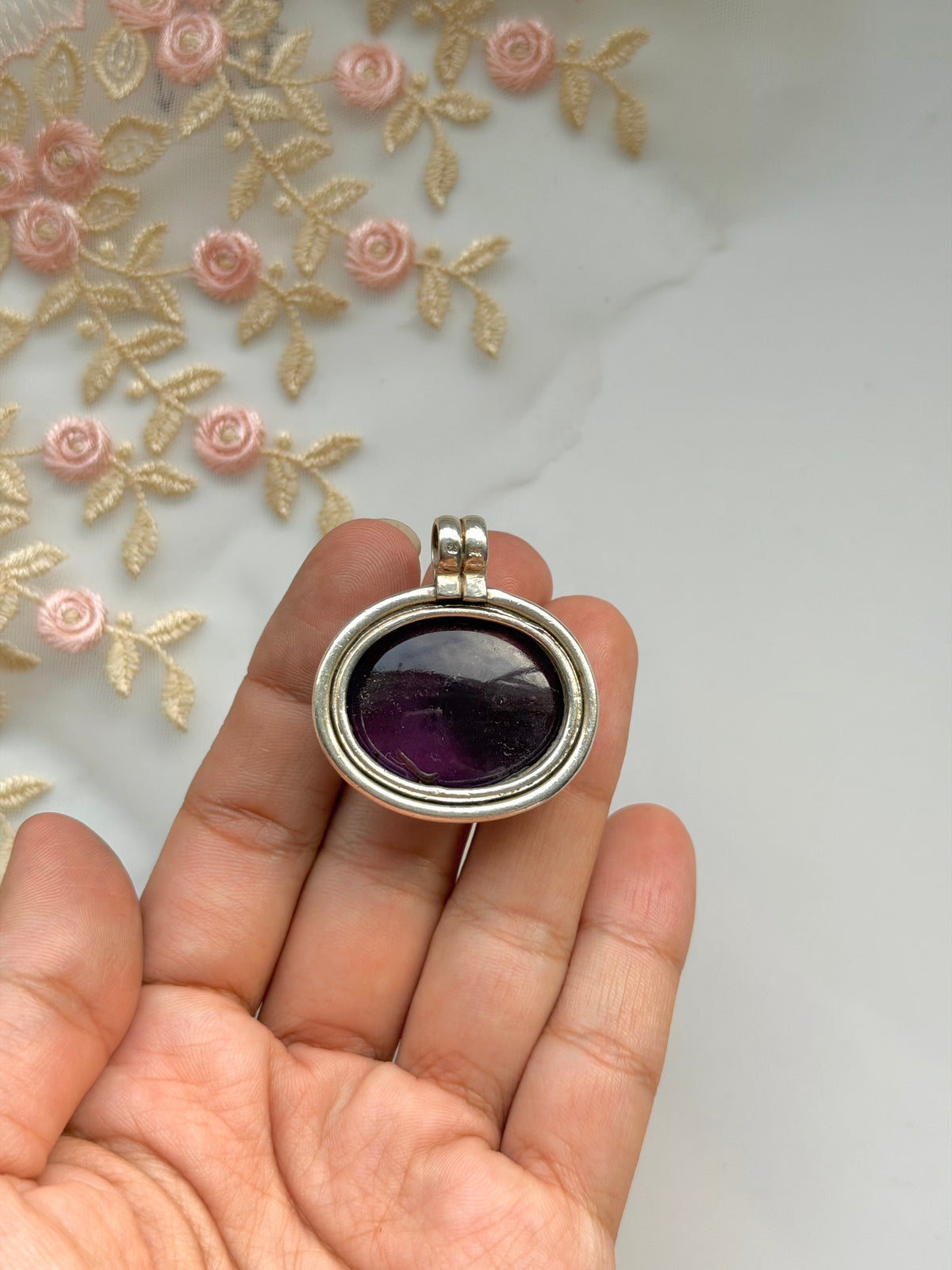 Big Amethyst Oval Pendant
