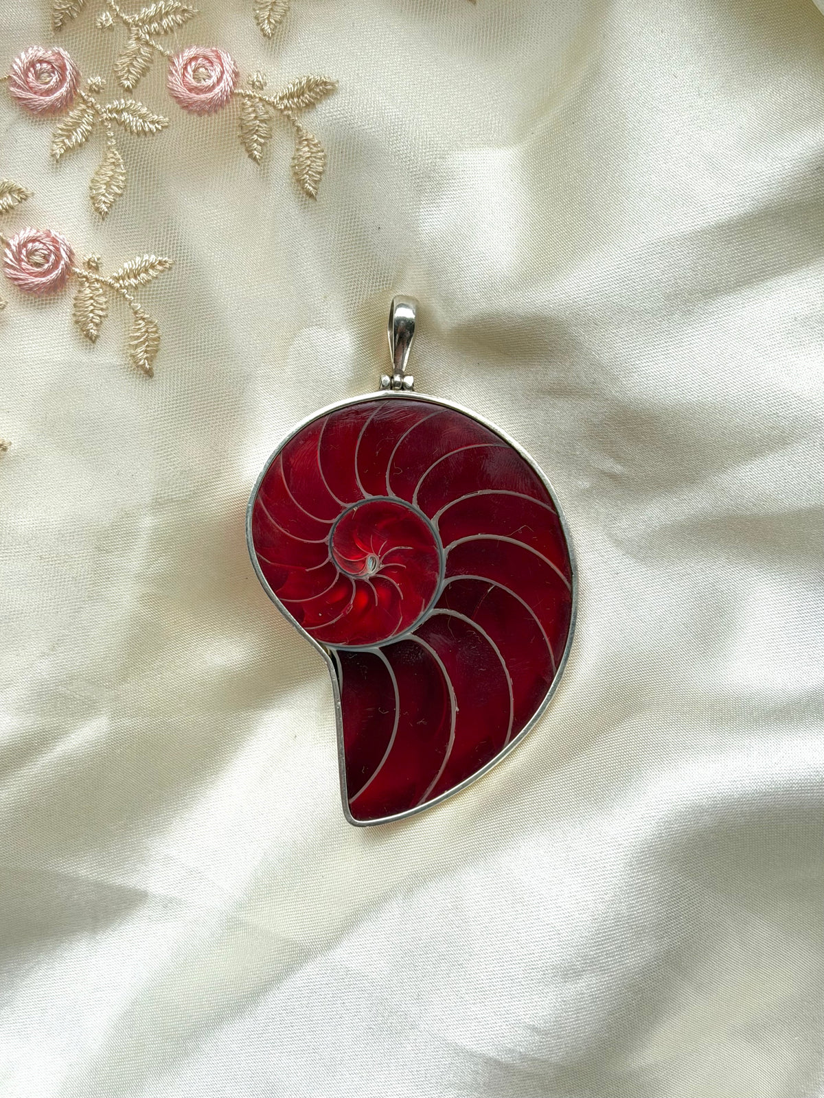Huge Ammonite Sterling Silver Pendant