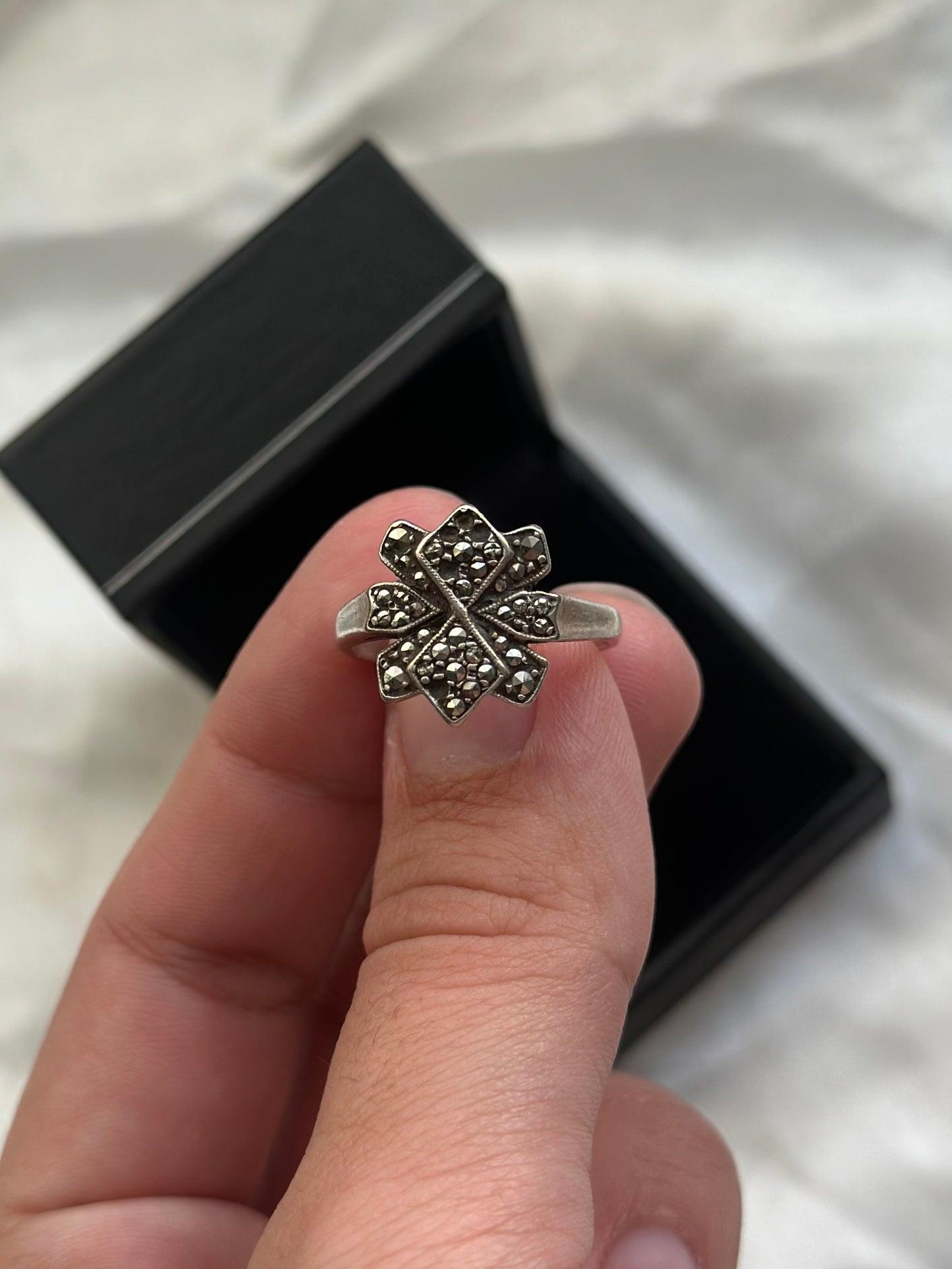 Sterling Silver Marcasite Stone Ring