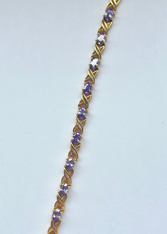 Gold Purple Tennis Bracelet