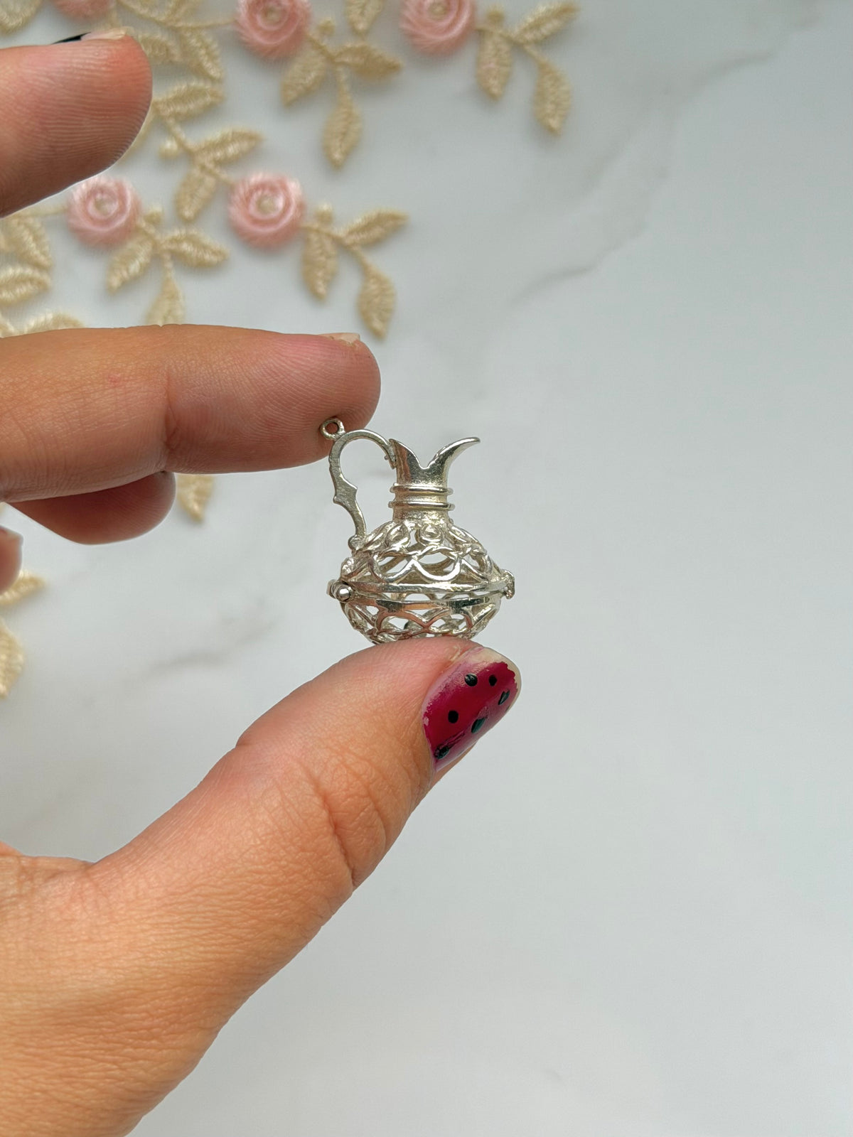 Open Jug Sterling Silver Charm