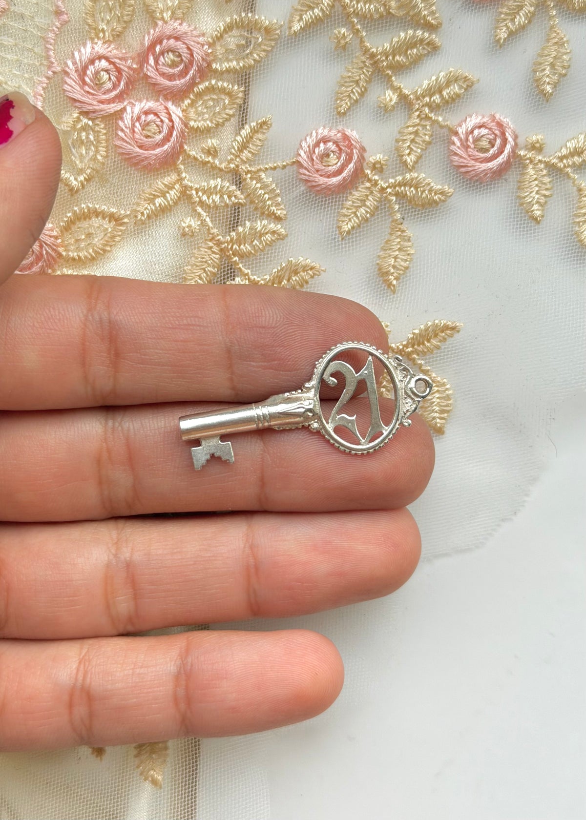 ‘21’ Key Sterling Silver Charm