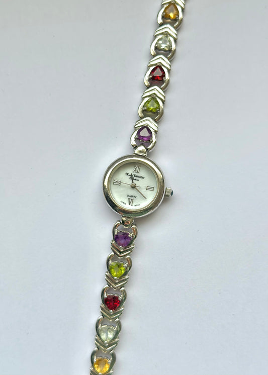 925 Silver Heart Gemstone Watch
