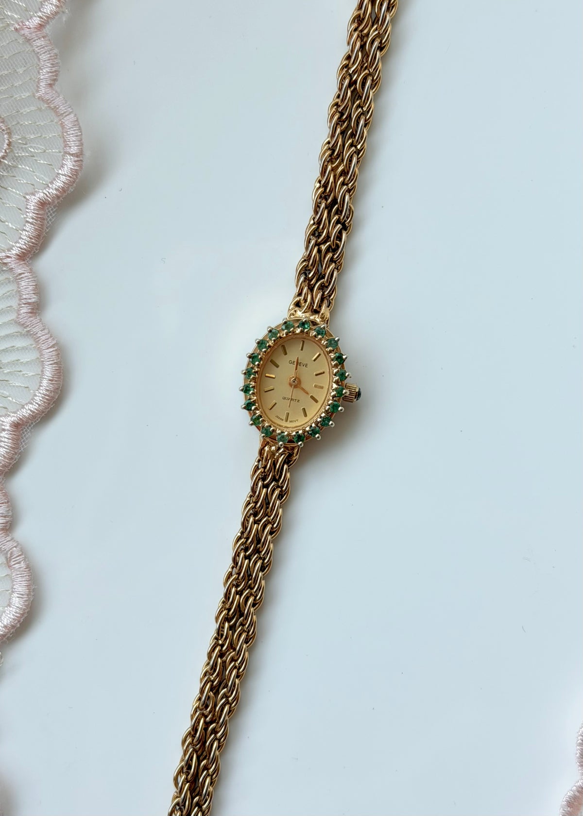 Real Emerald Gems Gold Watch