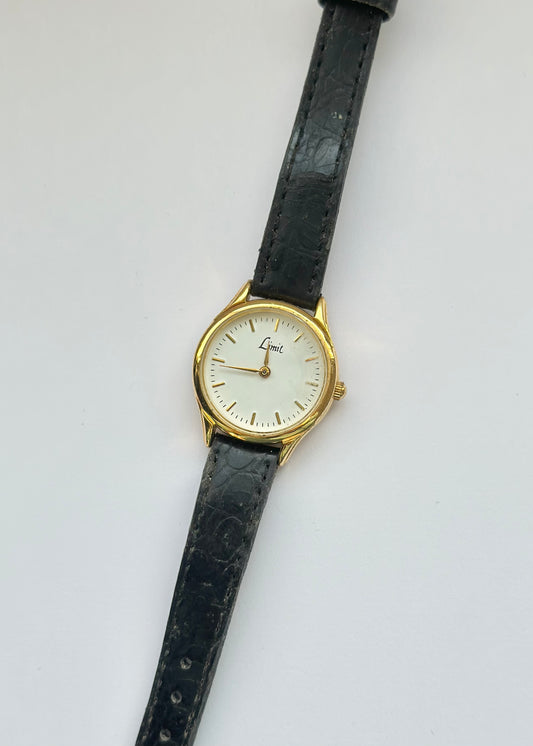 Black Leather Strap Watch