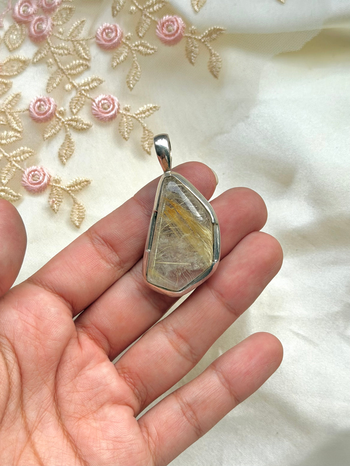 Irregular Shape Quartz Sterling Pendant