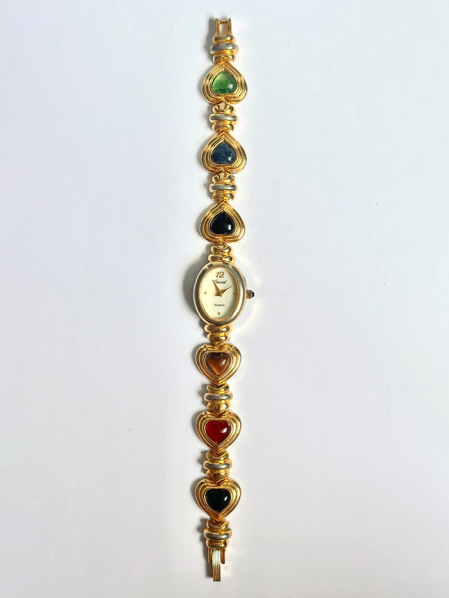 Gold Multi Colour Heart Watch