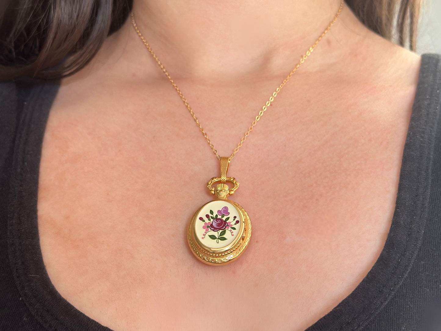 Hermes Flower Watch Locket Necklace (sells for £500)