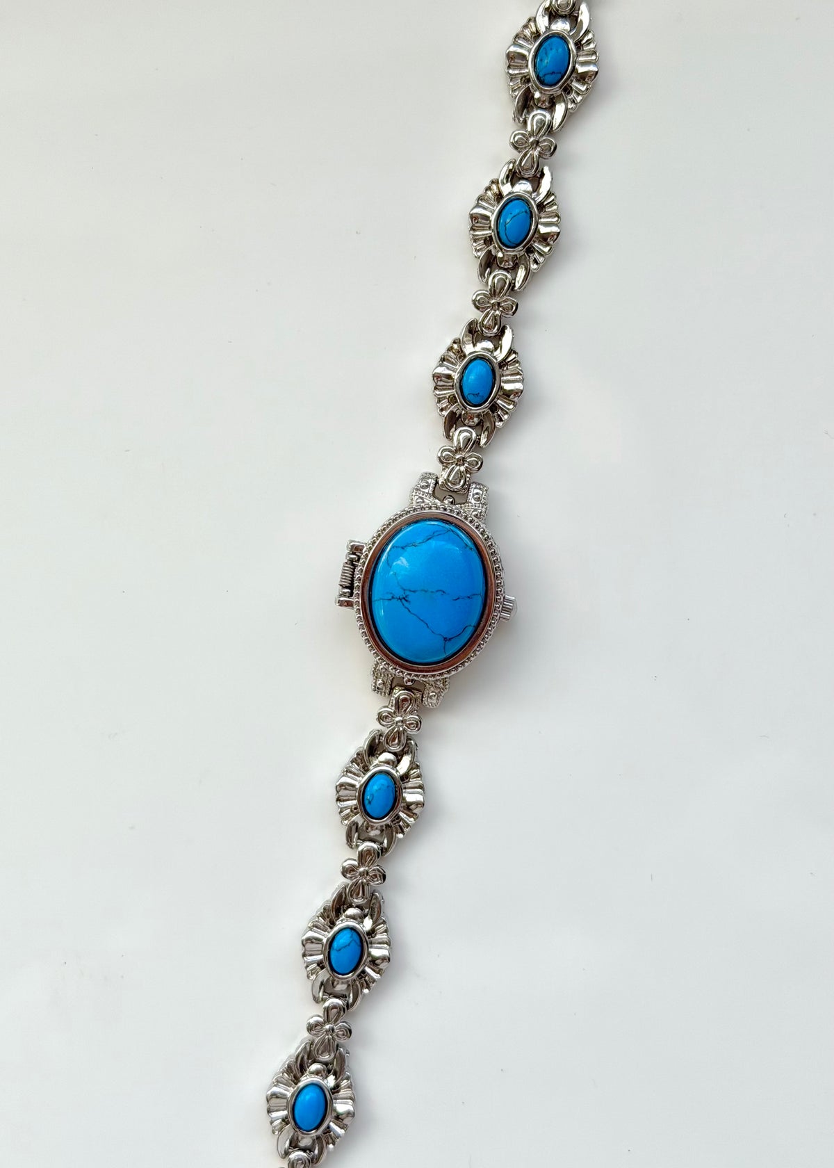 Hidden Silver Blue Stones Watch
