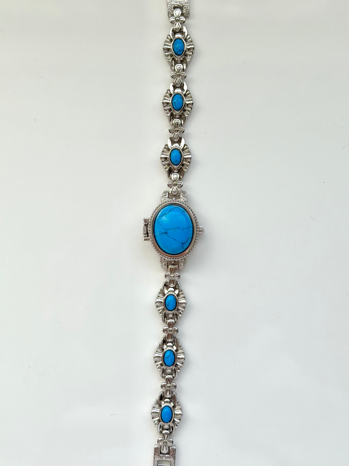 Hidden Silver Blue Stones Watch