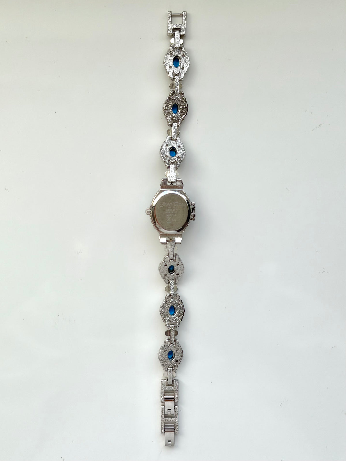 Hidden Silver Blue Stones Watch
