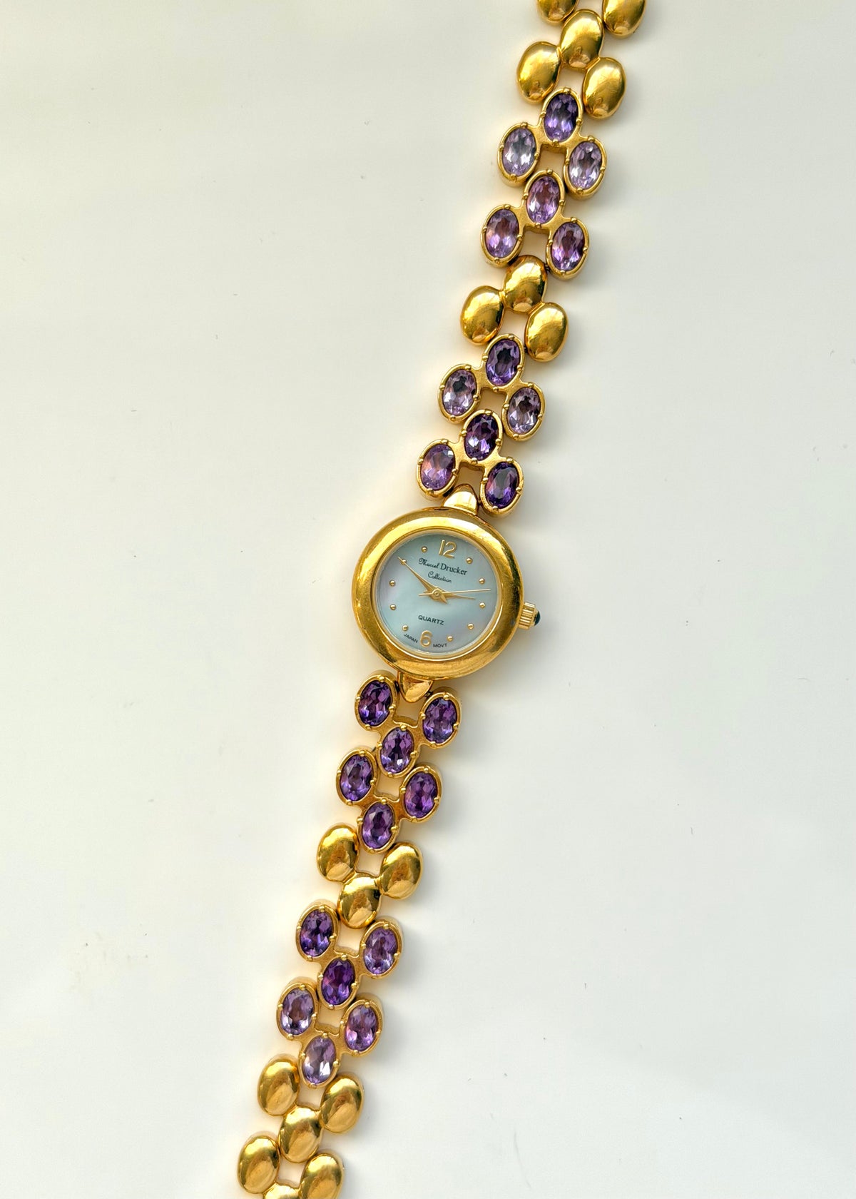Amethyst Stones Gold Watch