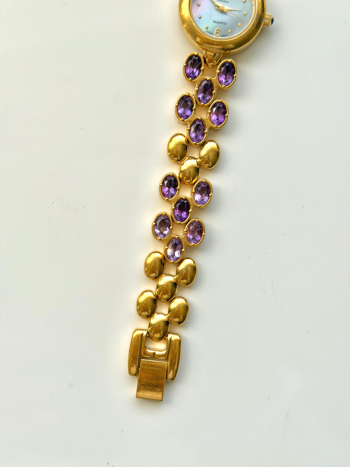 Amethyst Stones Gold Watch