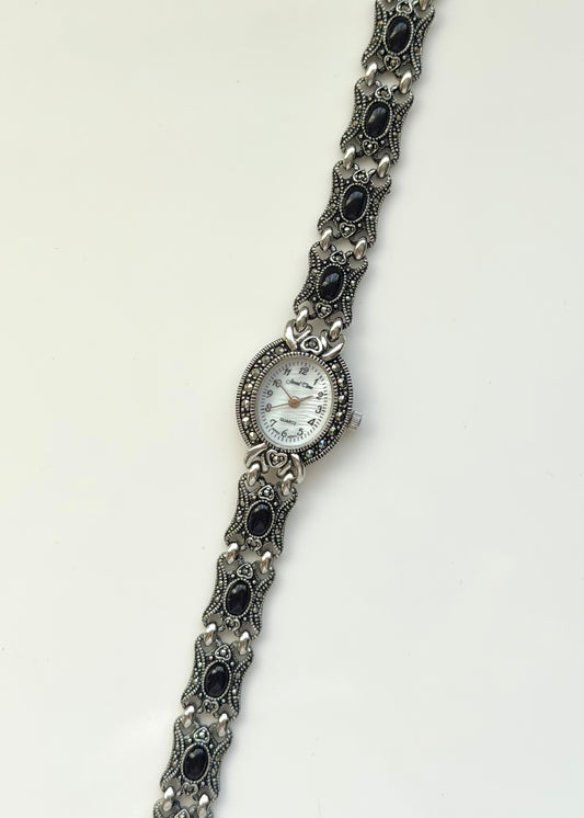 Silver Black Gem Watch